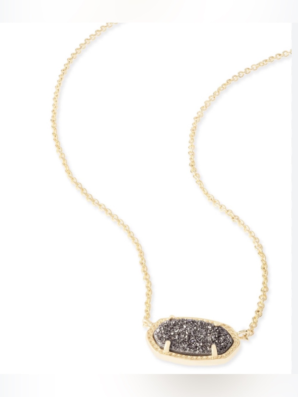 Kendra Scott Elisa Gold Chain Necklace with Black Druzy Pendant